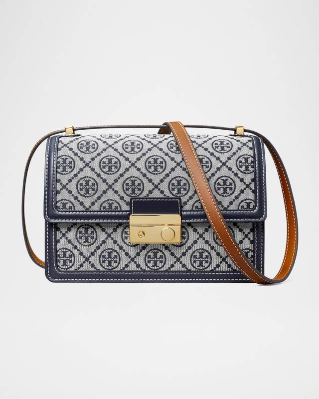 T Monogram Flap Canvas Shoulder Bag